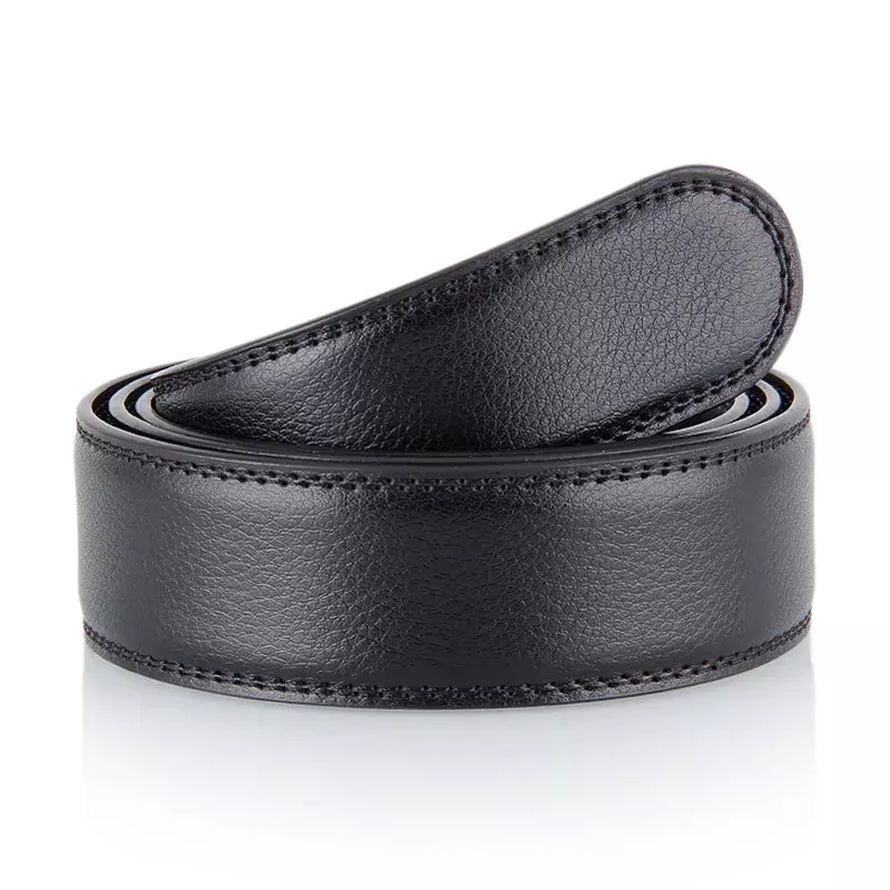 New Luxury Men Automatic Buckle Belts PU Leather Waist Strap No Buckle Belt Black Brown Male High Quality Jeans Waistband 3.5CM