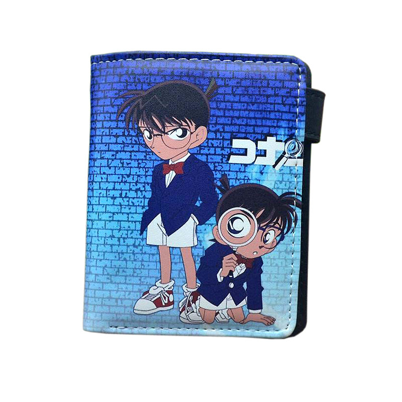Anime Detective Conan Edogawa Jimmy Kudo Men Wallet Cartoon Short Purse with Coin Bag