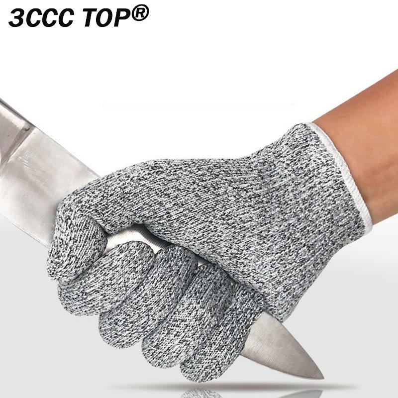 2PCS Grade 5 Anti Cutting Gloves Kitchen HPPE Anti Scratch Glass Wood Cutting Safety Protection Horticulturist Protector Gloves