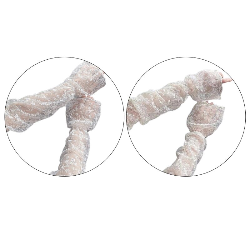 Female Lace Gloves Arm Cover Decorative Sleeves Hiking Driving Arm Sleeves