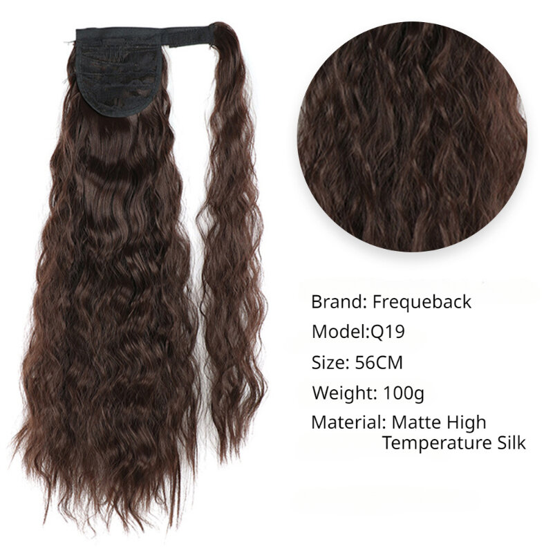 22 Cal bardzo długi syntetyczna kukurydza z gorącym włóknem rzepem sztuczna przypinany kucyk w ogonach kucyków do przedłużania włosów peruka z falowanymi włosami do użytku przez kobiety