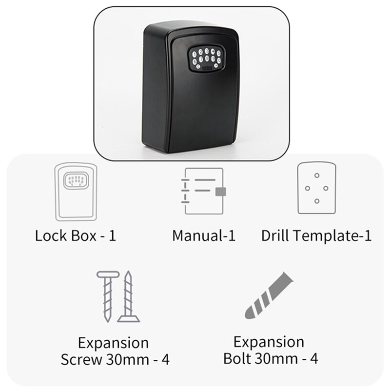 TUYA Smart Key Box Bluetooth Storage Lock Box Smart Life App Wall Mount Security Anti-Theft Lockbox
