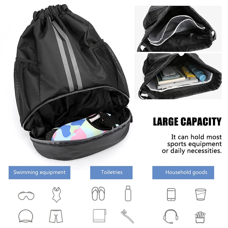 Outdoor Men Sports Bags Large Football Basketball Bag Gym Swimming Drawstring Bag Women Camping Waterproof Shoes Oxford Backpack