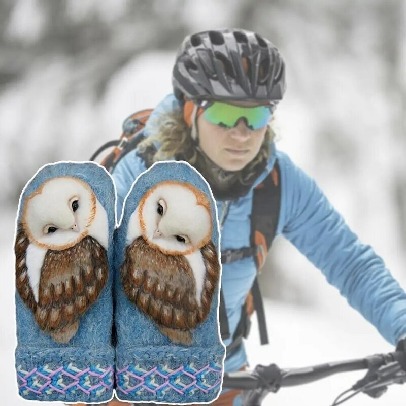 Owls Owls Woven Mittens Gift Plush Keep Warm Tool Plush Glove Warm Gloves Women