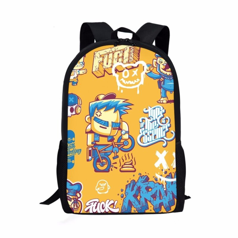 Школьный ранец для детей с рисунком граффити, маленькие повседневные сумки для книг для детей, вместительный рюкзак для подростков
