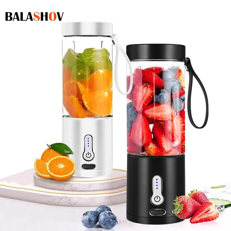530ML Powerful Portable Blender for Smoothies Shakes USB Rechargeable Food Processor Fruit Mixer Machine Mini Juicer Blender Cup