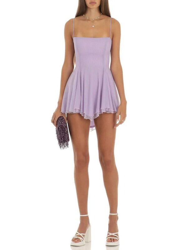 Frauen Mini Korsett Kleid Sommer rücken frei kurze Cami Tube Kleid einfarbig Urlaub Strand Abschluss Bandeau Outfits