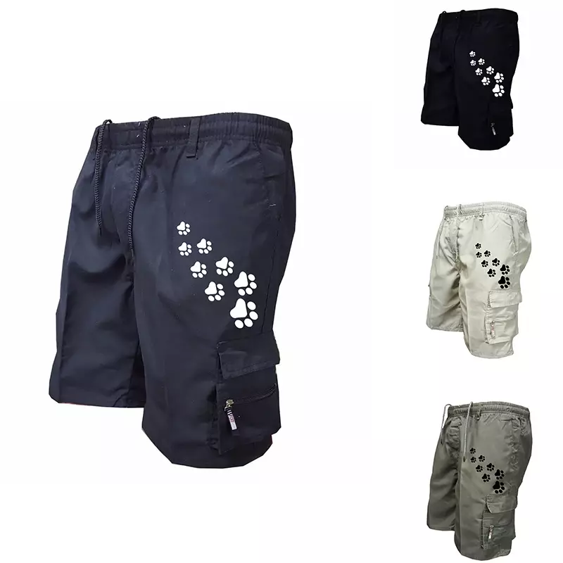 2023 New Summer Men's Casual Jogging Cargo Shorts Male Multi-pockets Work Hiking Overalls Trousers Elastic Waist Tactical Pants