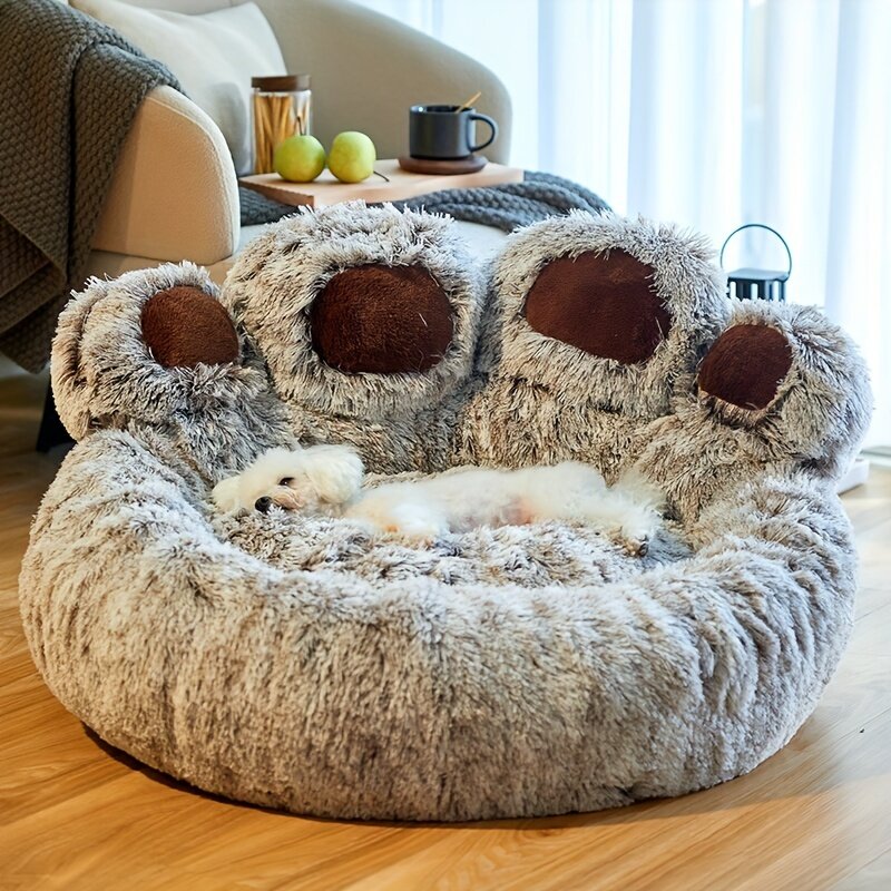 Cama para perro y gato, sofá con forma de pata de oso, cómoda y acogedora, cojín suave y esponjoso para mascotas pequeñas, medianas y grandes