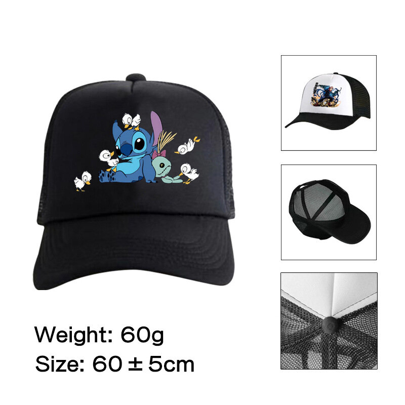 Kawaii Stitch dziecięce czapki z daszkiem Disney Cartoon Casual kapelusz Outdoor Sports kapelusze przeciwsłoneczne czapka z daszkiem unisex prezenty urodzinowe dla dzieci
