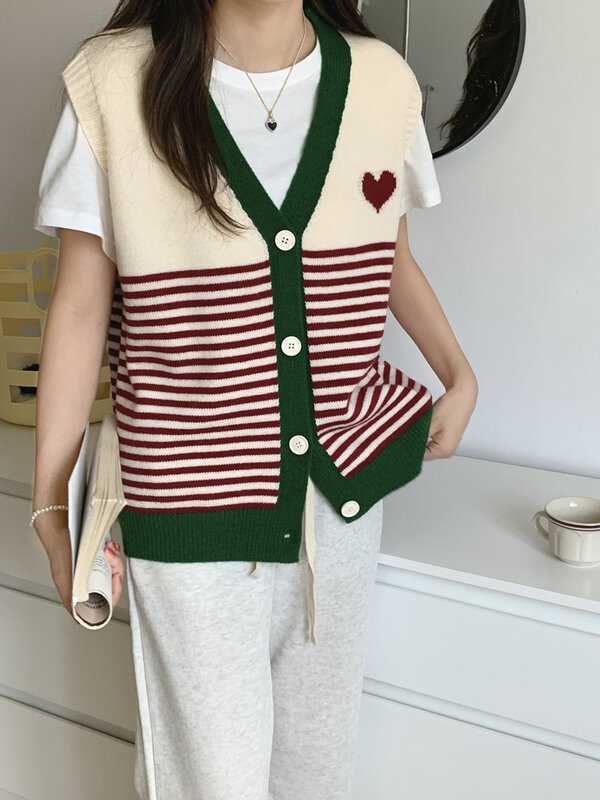 Colorfaith-Chaleco a rayas para mujer, suéteres Vintage de punto, moda coreana elegante, otoño e invierno, SWV3528JX, novedad de 2022