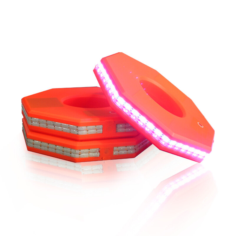 Luz de advertencia LED de seguridad para conos reflectantes, anillo cónico de sendero hexagonal grabable y removible