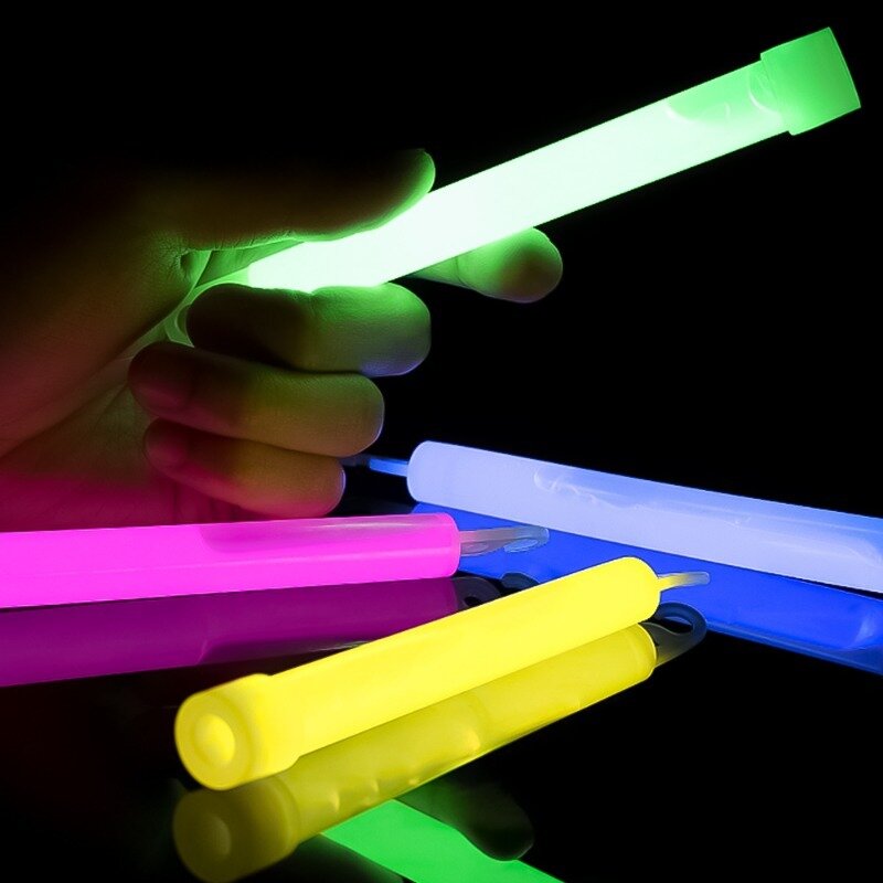 Colorido Luminous Glow Sticks com gancho, Camping Acessórios, Emergência, Concerto, Festa, Light Stick, Torcendo, 5pcs