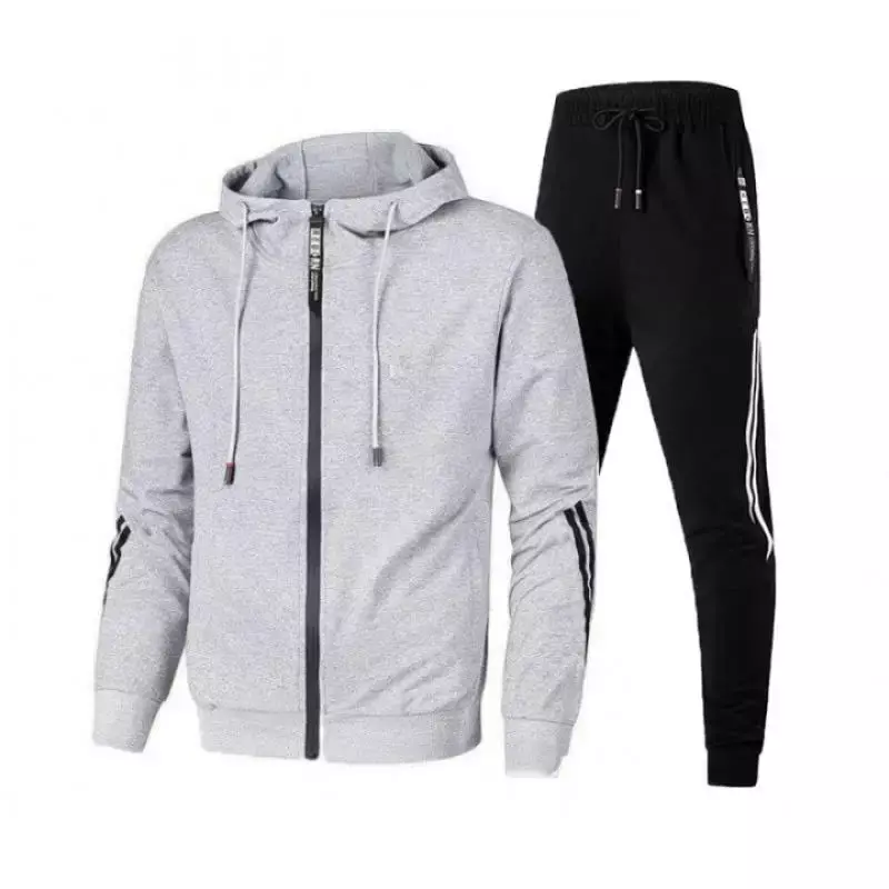 Men's winter sportswear set, solid color hoodie and drawstring sports pants, loose casual sportswear, men's slim fit fashion sty