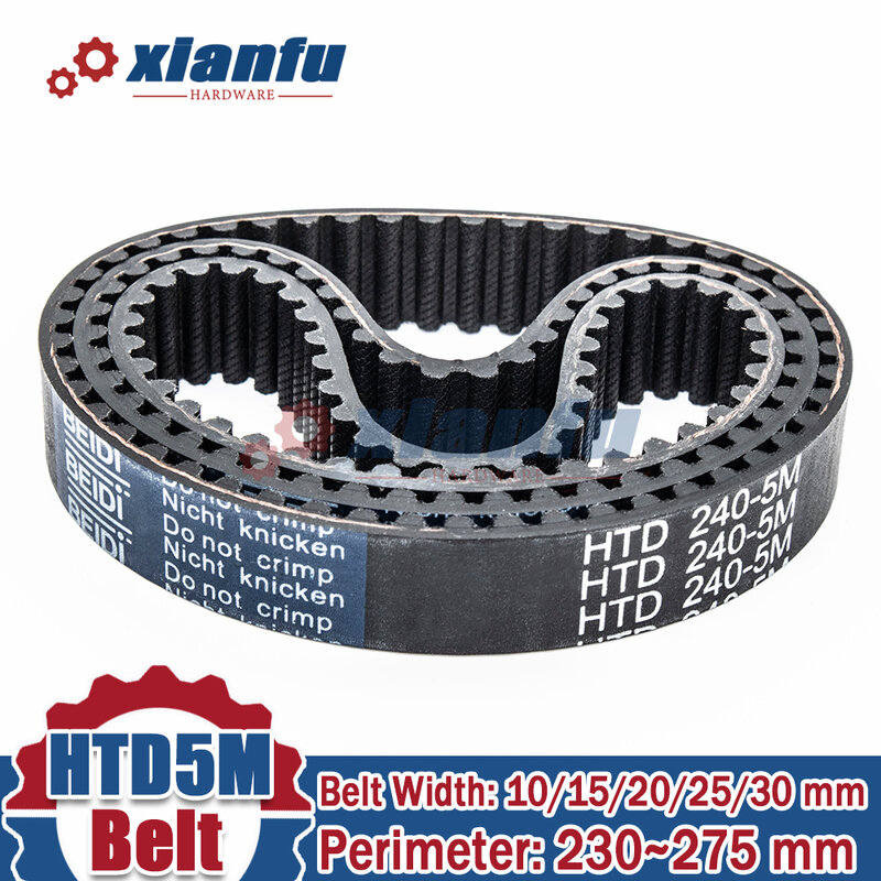 HTD5M Synchronous Belt Timing 5M Pitch 5mm Width 10/15/20/25/30mm Perimeter 230 235 240 245 250 255 260 265 270 275mm Rubber HTD