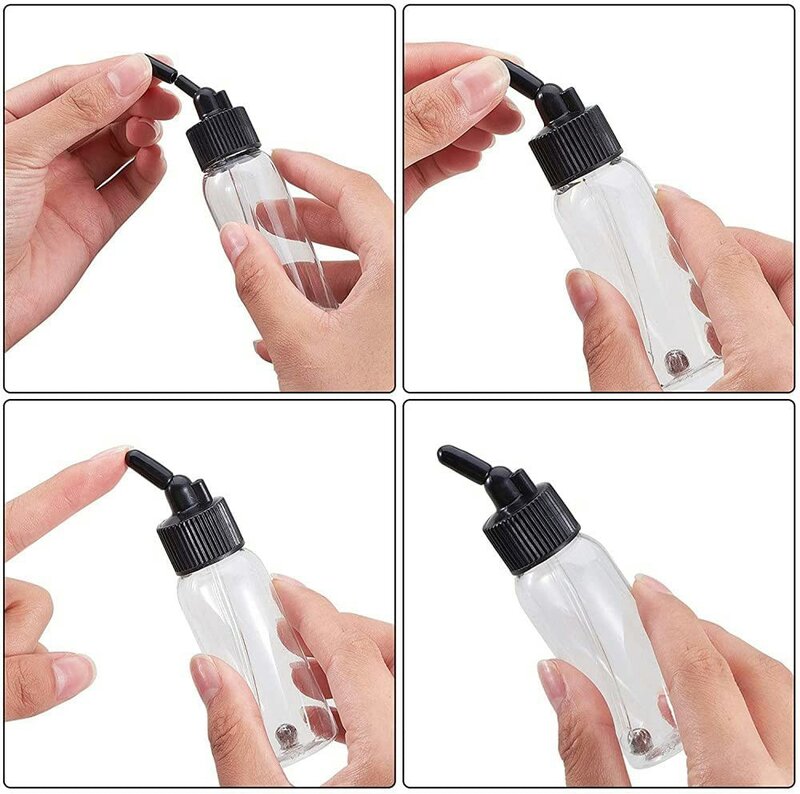 JOYSTAR-Botellas de plástico para aerógrafo, frascos con tapas para succión de sifón de doble acción, aerógrafo de alimentación, 30ML, paquete de 10