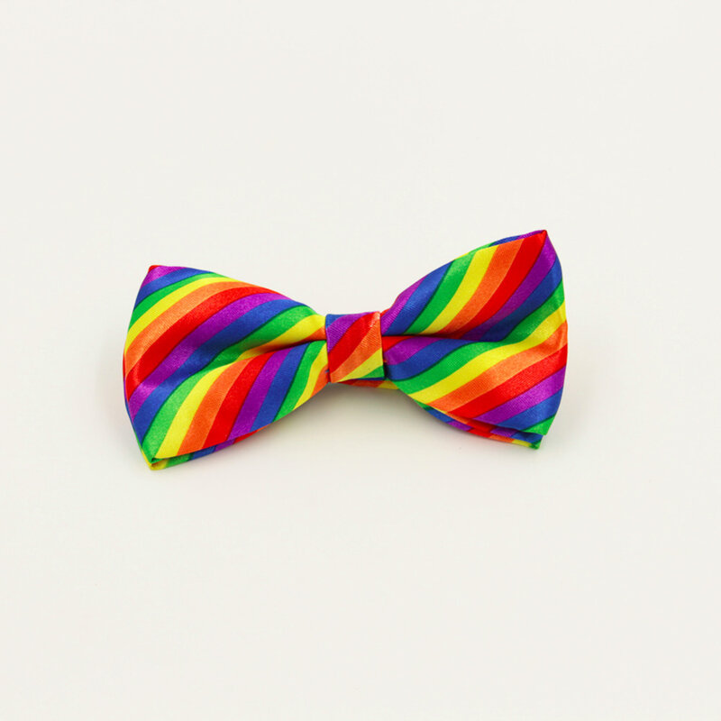 Pajarita LGBT para hombre y mujer, corbata de rayón y poliéster a rayas de arcoíris, ideal para fiesta de boda y ocio