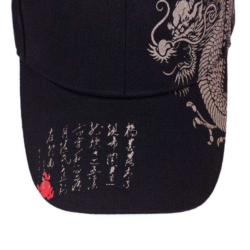 남녀공용 드래곤 패턴 커플 야구 모자, 조절 가능한 안티 썬 힙합 모자, 다목적 중국 스타일, 낚시 모자, 패션
