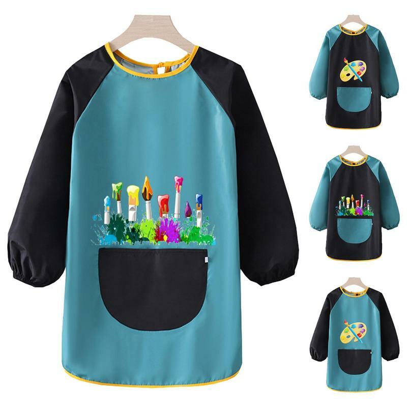 Kids Aprons Boys Girls Waterproof Kitchen Apron Children Painting Aprons Art Pocket Aprons For Writing Painting Cooking Pottery