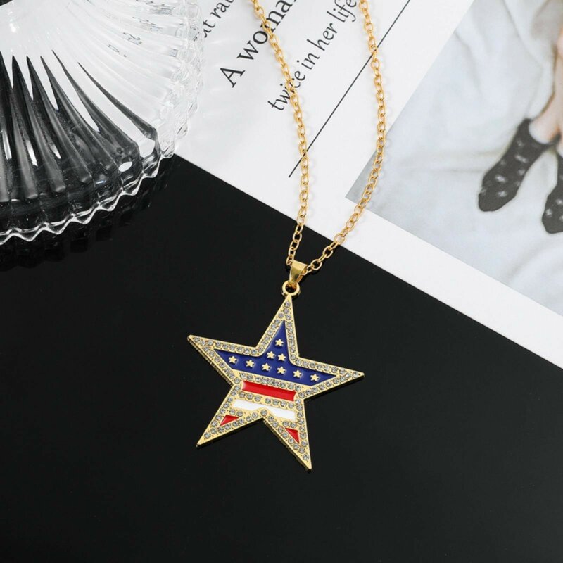 American Flag Pendant Patriotic Gifts For Women .Available In Four Pearl Necklace with Heart Pendant Necklaces for Women Crystal