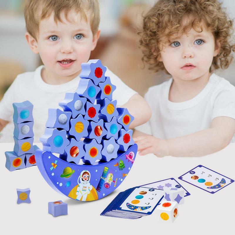 Stacking Toys Wooden Blocks Stacking Game Balance Game Montessori Early Learning Educational STEM Toy For Toddler Boys And Girls