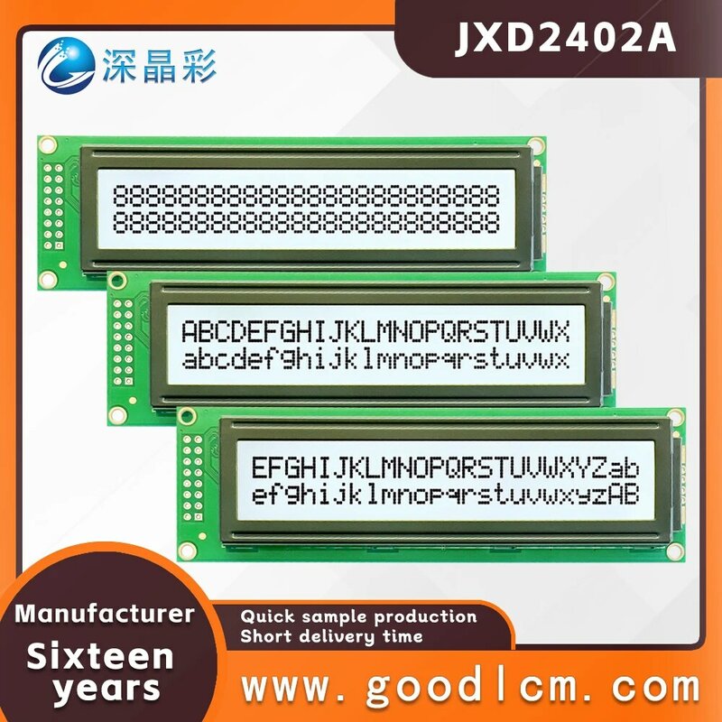 Pantalla de matriz de puntos JXD2402A FSTN, módulo de pantalla LCM de caracteres positivos blancos con retroiluminación de alto brillo, buena calidad, 24x2