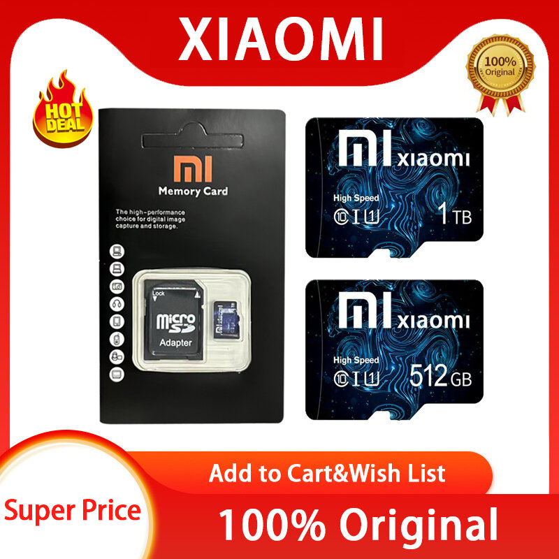 XIAOMI kartu memori, kartu SD Mini 1TB 256GB 128GB, kartu memori mikro U1 V10, kartu TF kecepatan tinggi untuk ponsel kamera dan Drone
