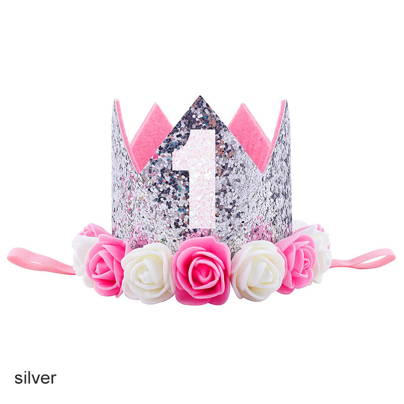 Sombrero de primer cumpleaños para niño y niña, globos de primer año, corona, decoración de fiesta de cumpleaños