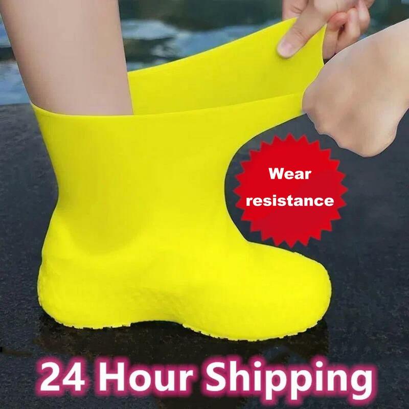 Couvre-chaussures en silicone imperméables unisexes, couvre-bottes de pluie, protection extérieure, antidérapant, étanche, chaussure réutilisable pour la pluie