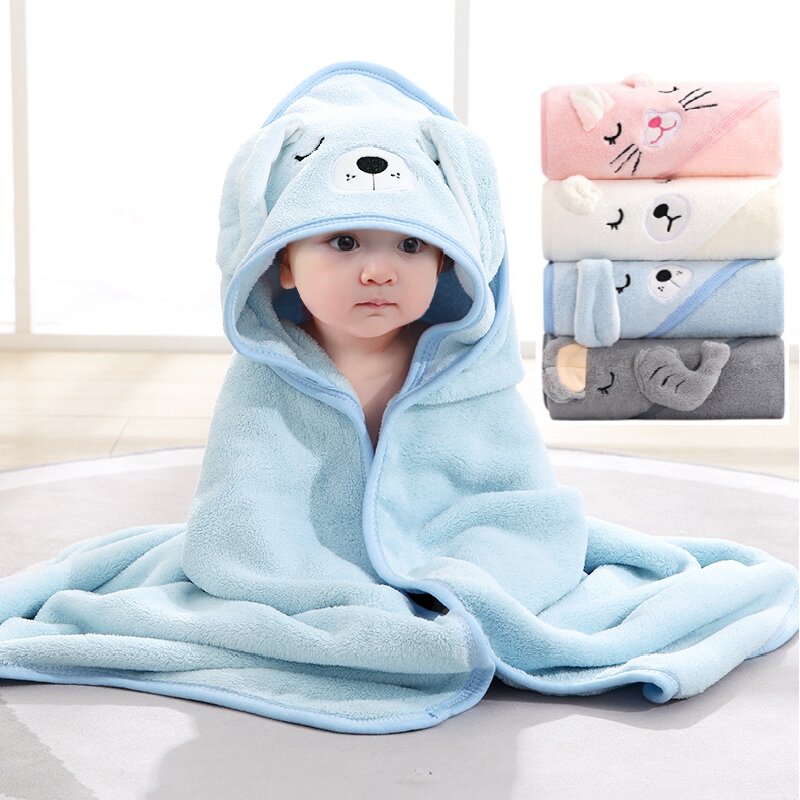 Selimut bungkus bayi baru lahir 80x80cm selimut jubah hangat lembut bayi handuk mandi anak-anak selimut bulu karang bedong bayi untuk 0-12 bulan