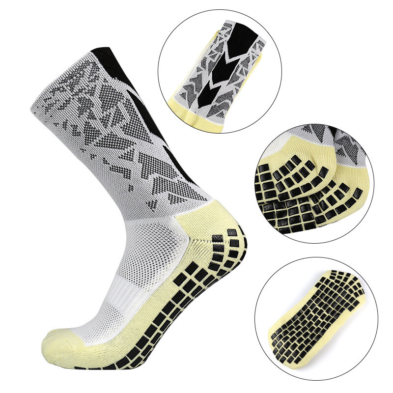 Chaussettes de sport respirantes à talons rayés pour hommes et femmes, coordonnantes, en silicone, pour football, nouvelle collection 2024