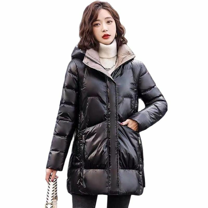 Hooded Parkas Jackets 2023 New Women Down Jacket Winter Coat Female Midi Length Version Parkas Coat Loose Thick Warm Outwear