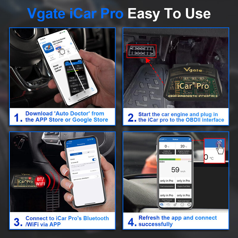 Vgate-herramienta de diagnóstico automático para coche, escáner iCar Pro elm327 V2.3 OBD 2 OBD2, WIFI, Bluetooth 4,0, para IOS, ODB2 PK ELM 327 V1 5