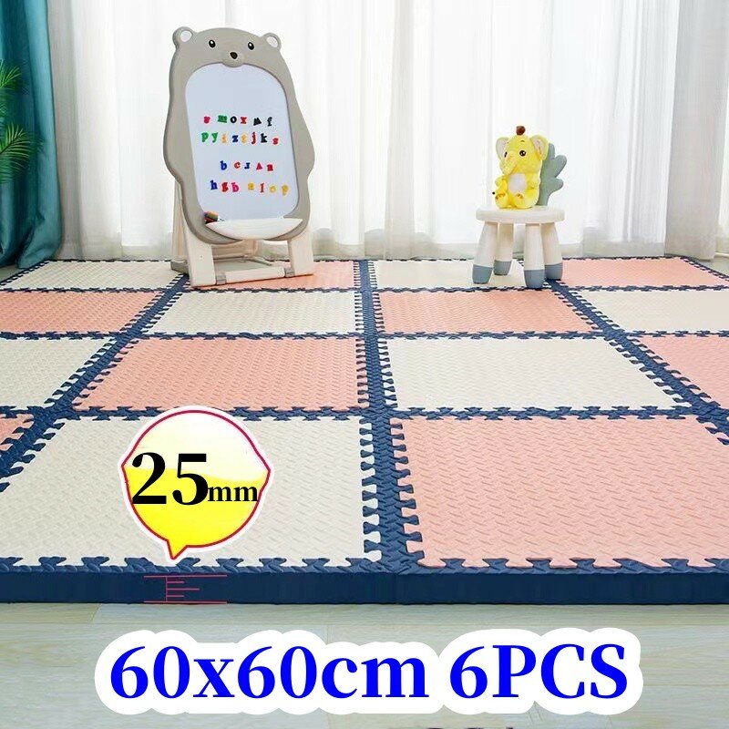 Baby Play Mat 60x60cm 6PCS Baby Game Mat Thick 2.5cm Baby Mat Playmat Tatame Floor Mats Puzzle Mat Soft Play Mats Gym Foot Mat