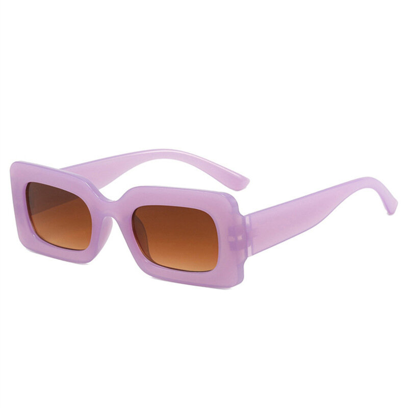 Маленькие прямоугольные солнцезащитные очки в стиле ретро для мужчин и женщин, модные солнцезащитные очки желеобразного цвета с защитой UV400, Мужские квадратные зеленые фиолетовые солнцезащитные очки, 2024