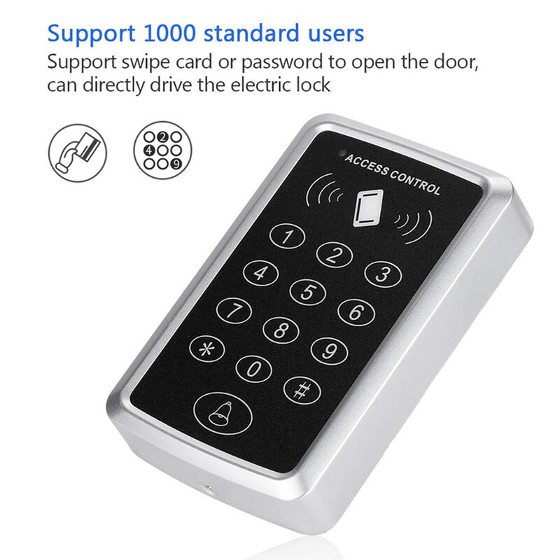 Keypad kontrol akses RFID 125KHz, pembaca kartu EM, sistem kontrol akses pintu, sistem pembuka kunci pintu, sistem Keyboard