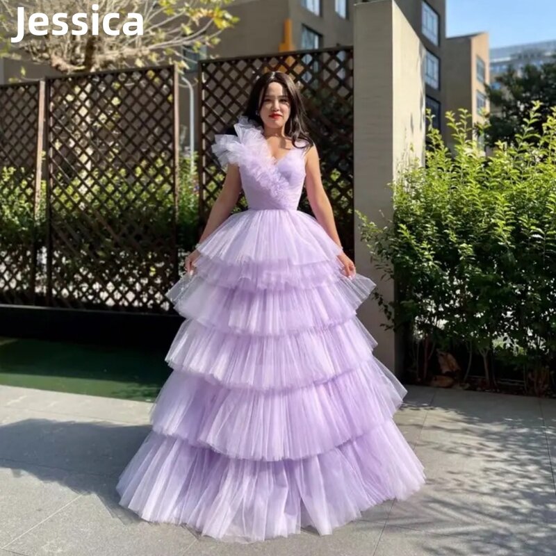 Lavender Purple Prom Dress Multiple Layers Of Tulle Evening Dress فساتين السهرةFormal Occasions Elegant Lady Wedding Party Dress