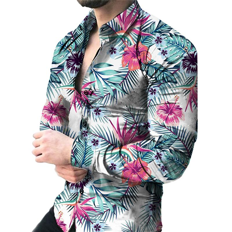 Рубашка мужская с отложным воротником, стильная повседневная блуза с длинным рукавом, на пуговицах, удобная мягкая одежда, очень большой размер