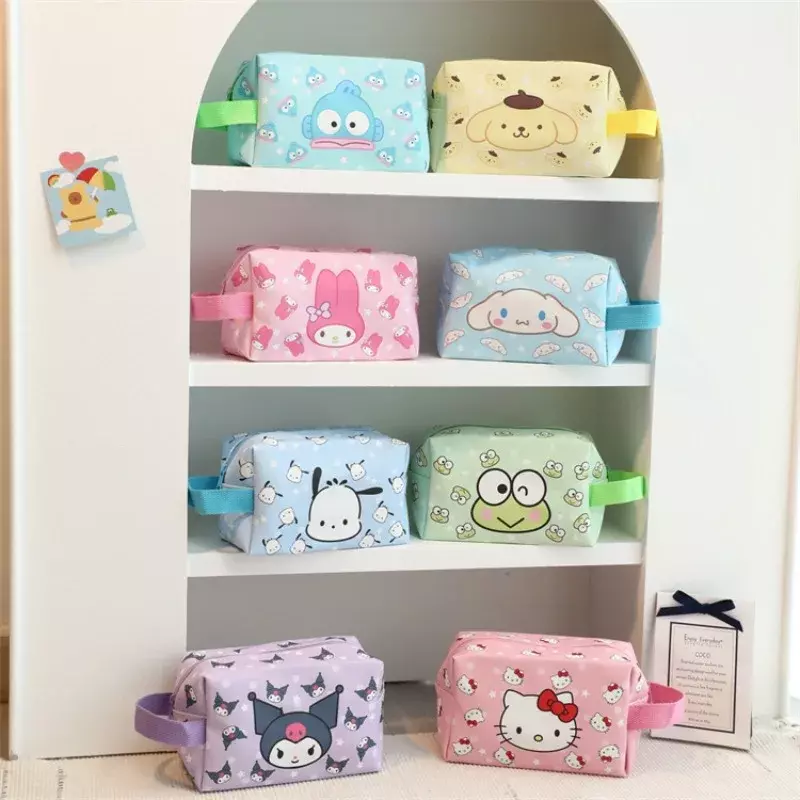 Bolsa de cosméticos Kawaii Sanrio Hangyodon Kuromi Hello Kitty, estuche de lápices de dibujos animados lindo, portátil, corazón femenino, estuche de lápices de alta capacidad