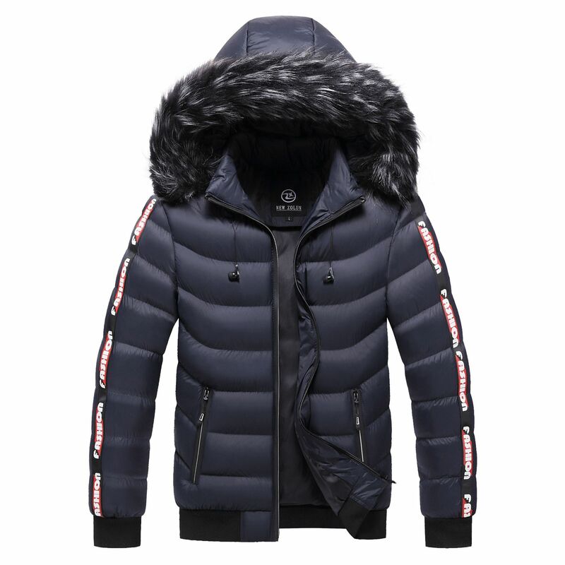 Jaqueta com capuz de gola de pele masculina, Parkas grossas quentes, outwear de algodão, marca casual, casaco de alta qualidade, inverno