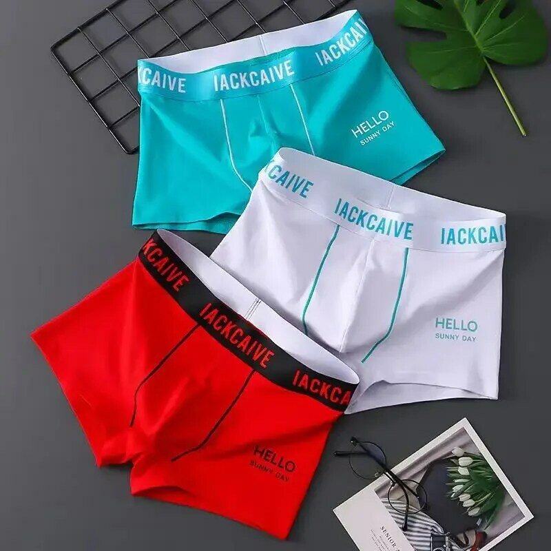Cotton Men's Underwear Fashion Male Student Boxers Breathable Solid Color Boxers Mid-waist Teenage Briefs