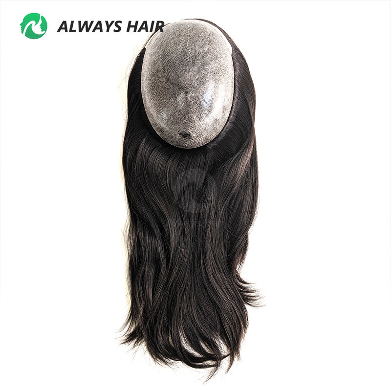 TP22-Topper de pelo de polipiel anudado para mujer, peluquín Remy de cultícula china, tupé de 16"