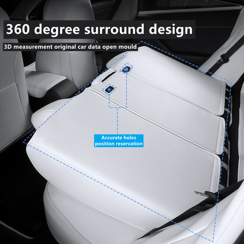 Funda de cuero para asientos de coche Tesla modelo 3 Y Nappa, estilo envolvente completo, precio de fábrica al por mayor, accesorios interiores de cojín blanco