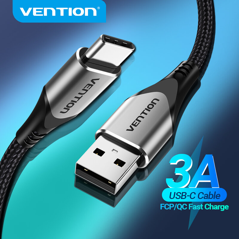 Vention-Câble USB Type-C pour recharge rapide et transfert de données, cordon de chargeur USB-C 3A pour écouteurs Samsung S21 et Xiaomi Redmi Note 8