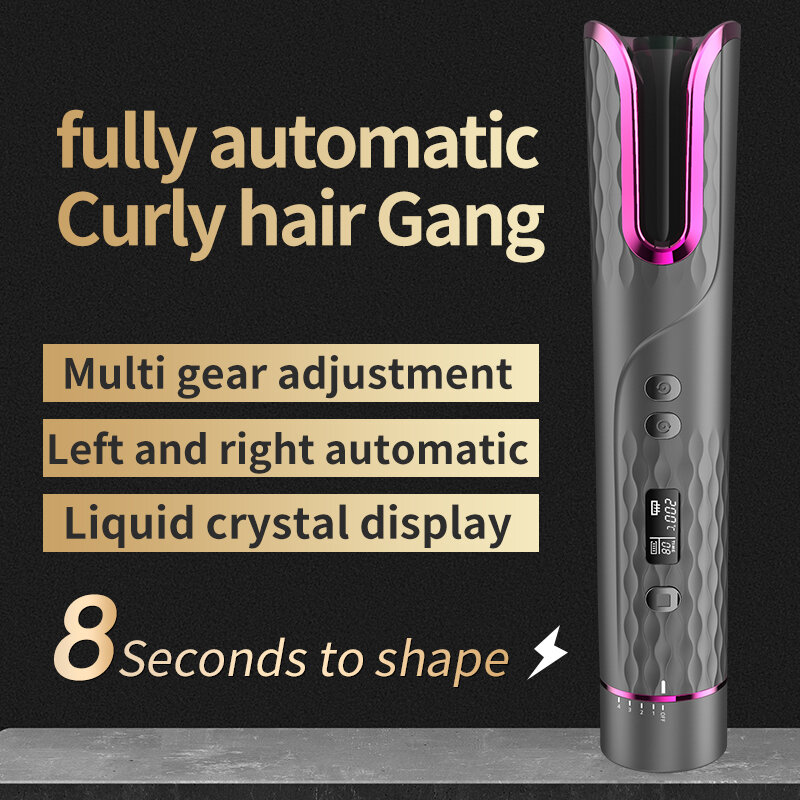 Plancha rizadora automática para el hogar, rizador eléctrico inalámbrico con carga USB, portátil giratorio rizador de pelo, herramienta de estilismo para peluquería