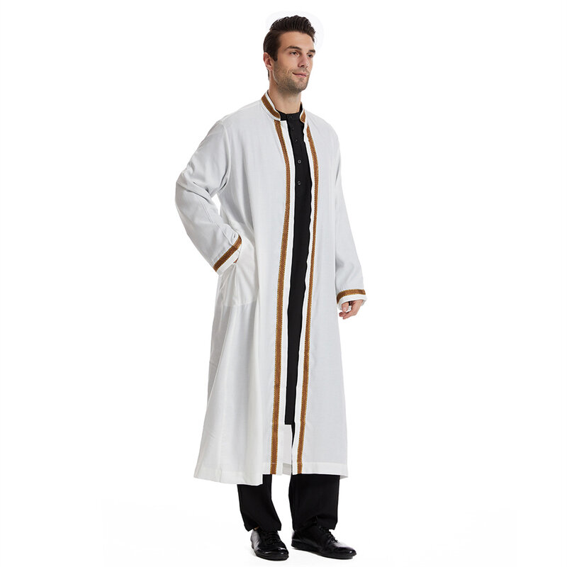 2024 Ramadan jubah Arab Saudi Timur Tengah kardigan Kimono pakaian tradisional Islam gaun Abaya Jubba Thobe Muslim pria