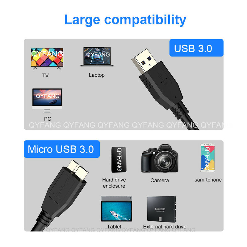 สายฮาร์ดไดรฟ์ภายนอก5Gbps สายเคเบิล USB3.0ไปยังไมโคร B สายเคเบิล HDD Micro Data CABLE SSD SATA สำหรับ Samsung Hard Disk
