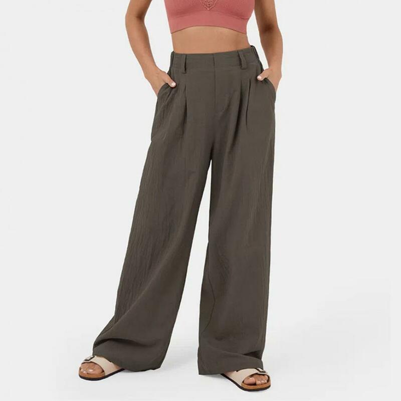 Брюки женские с эластичным поясом, стильные однотонные брюки до щиколотки с широкими штанинами, с завышенной талией, уличная одежда