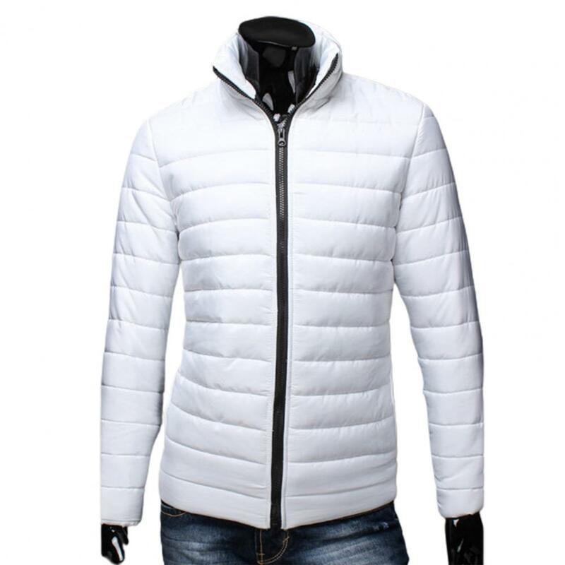 Jaqueta leve de colarinho em pé masculina, casaco casual, quente, monocromático, moda simples, clássico, outono, inverno