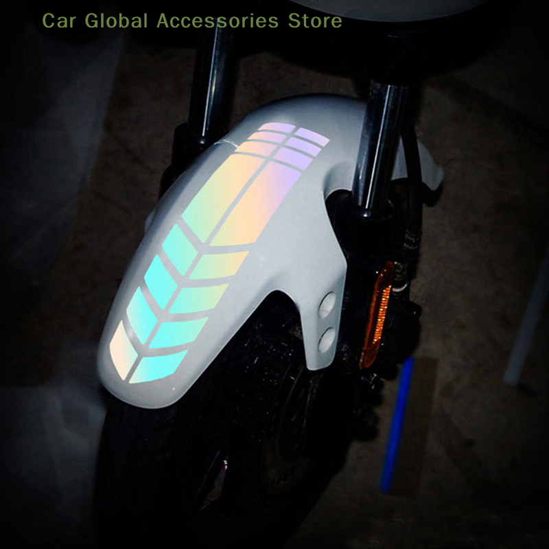 Universal Motorcycle Reflective Stickers Car Motorbike Scooter Arrow Stripes Fender Decals Waterproof Warning Decoration